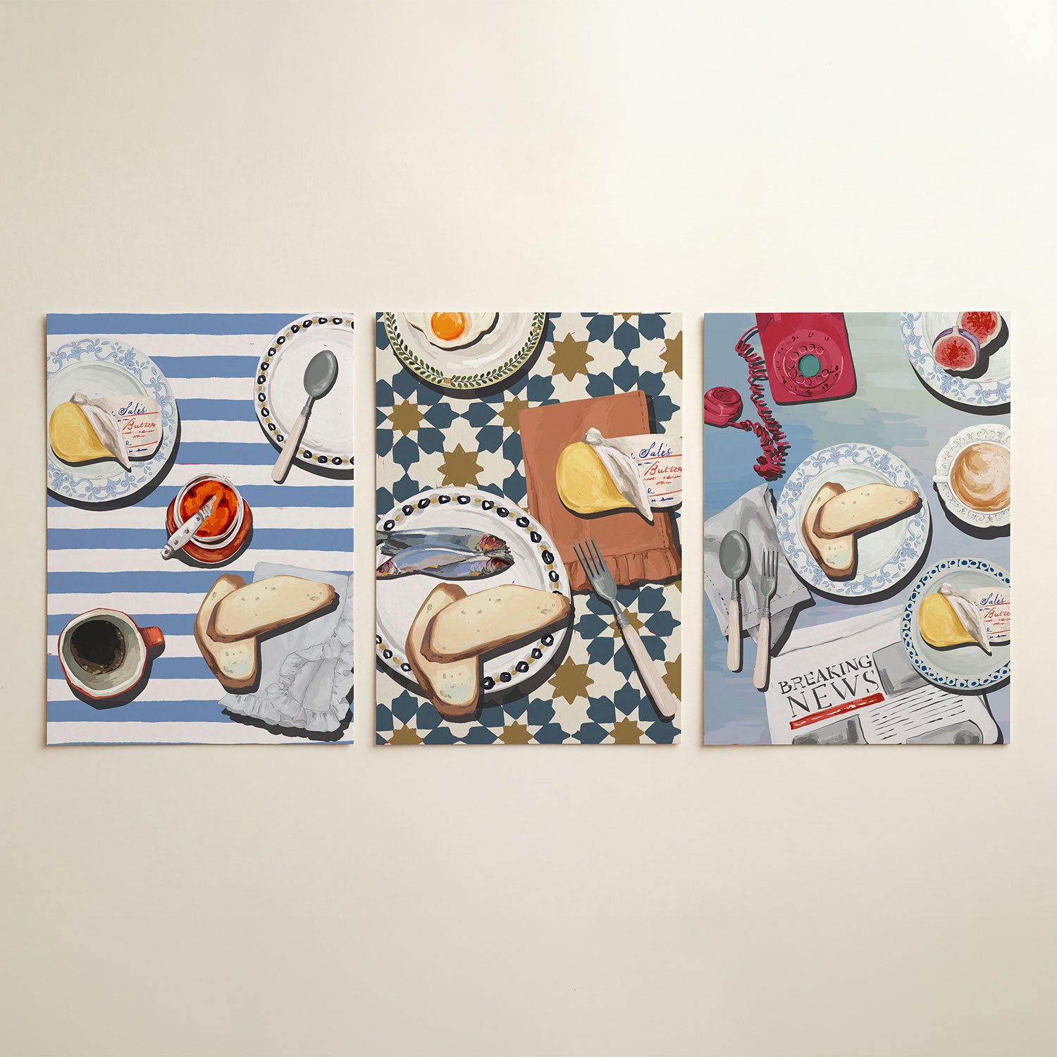 Ontbijt op strepen Posterset
