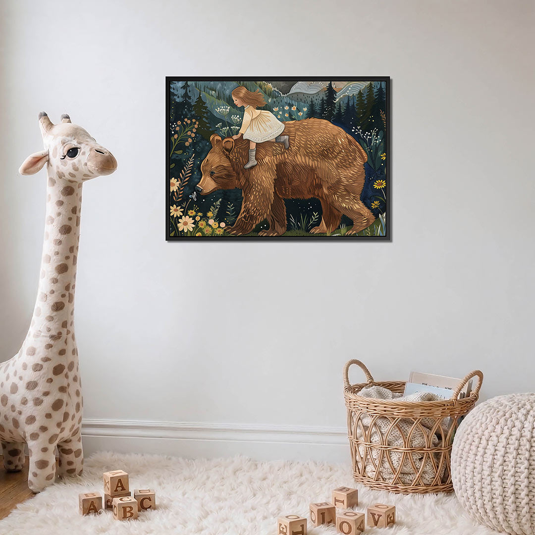 Meisje op beer Kunstwerk
