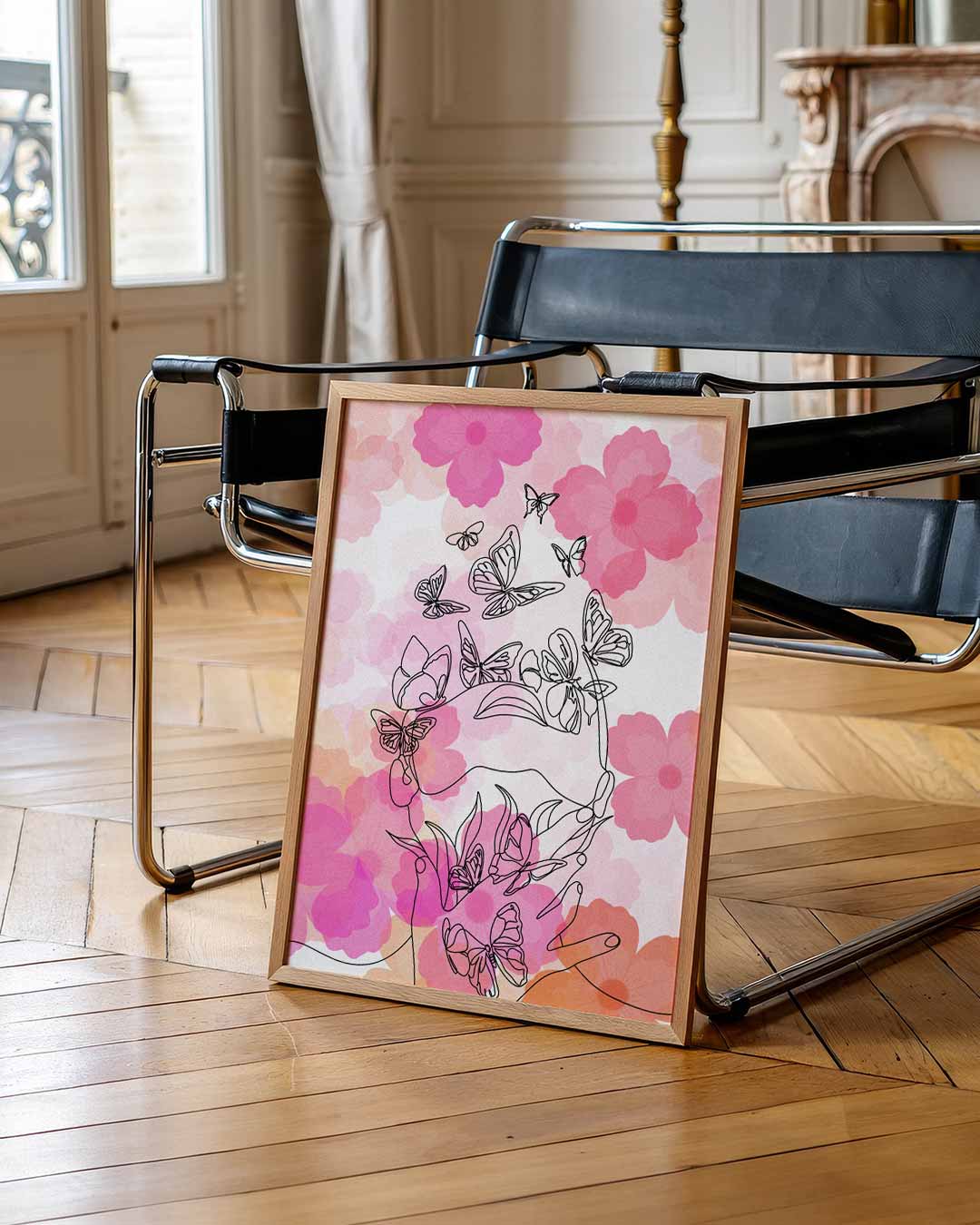Dromerige Bloemen & Vlinders Poster-WallArtistic