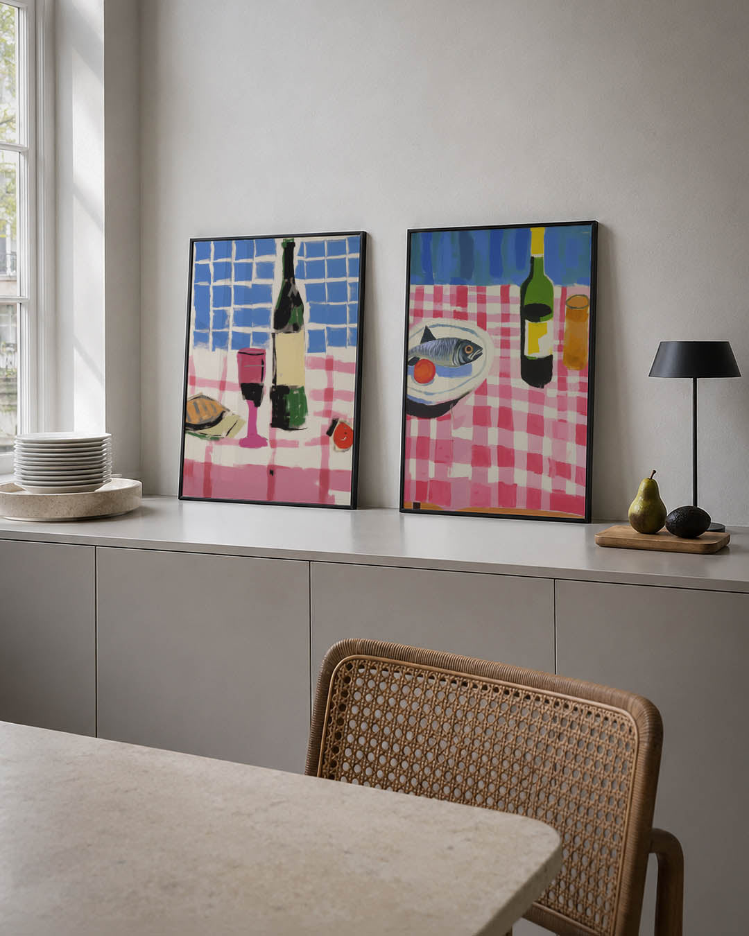 Kleurrijke tafelscène Posterset
