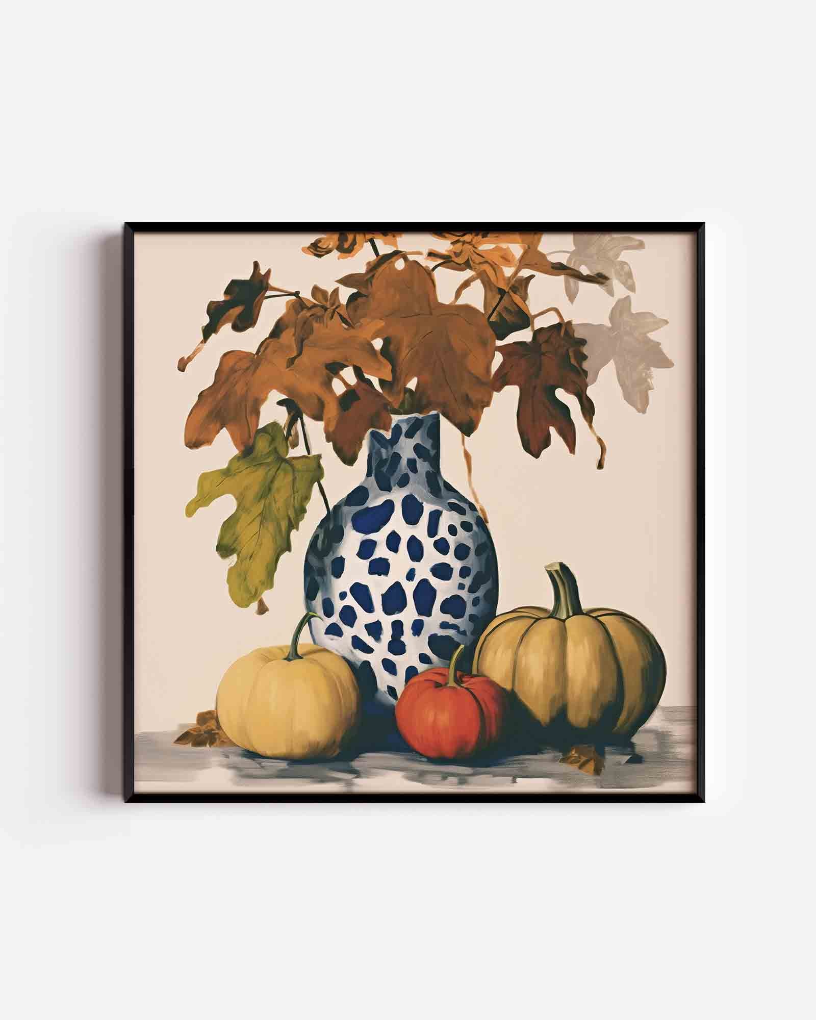 Herfstbladeren en pompoenen Poster