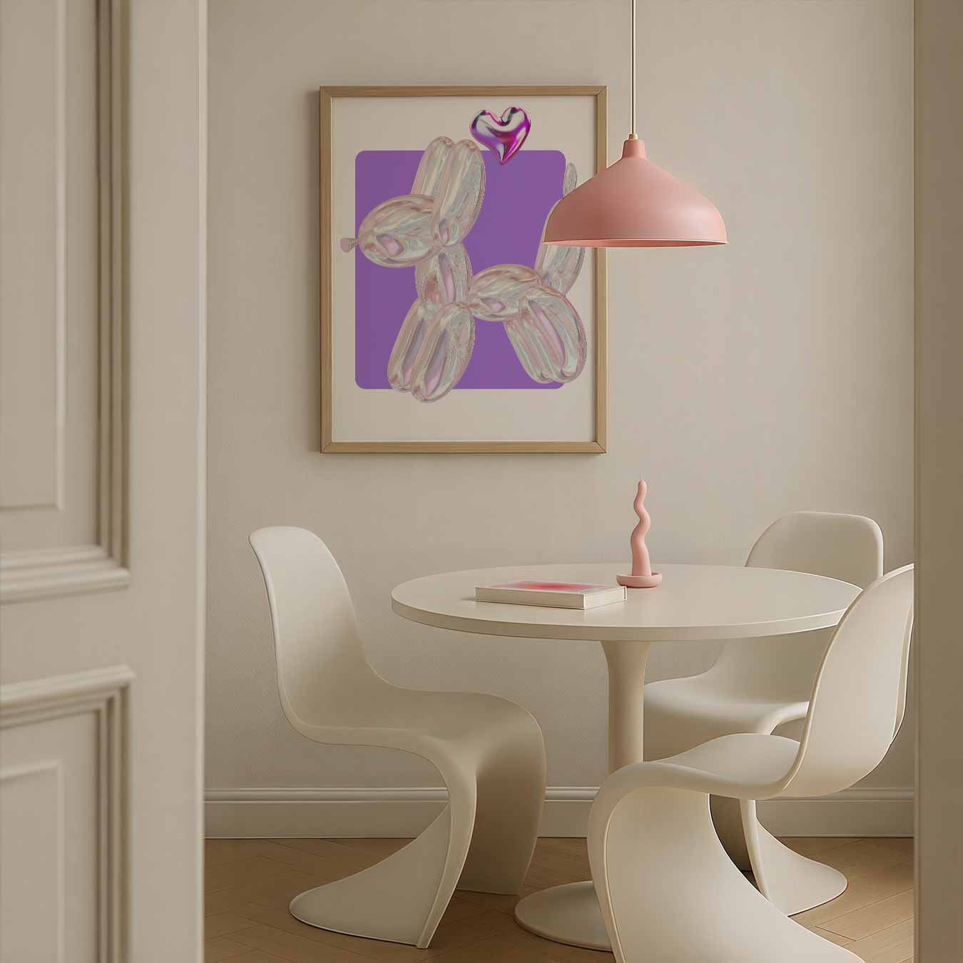 Speelse Ballonhond Poster met Hartje Poster-WallArtistic