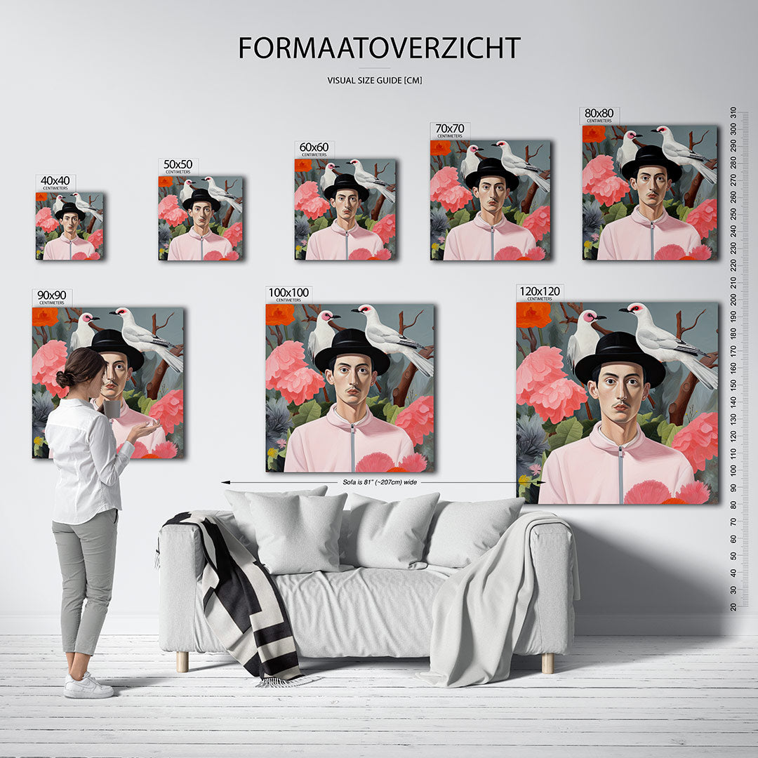 Vogels en bloemen portret Kunstwerk