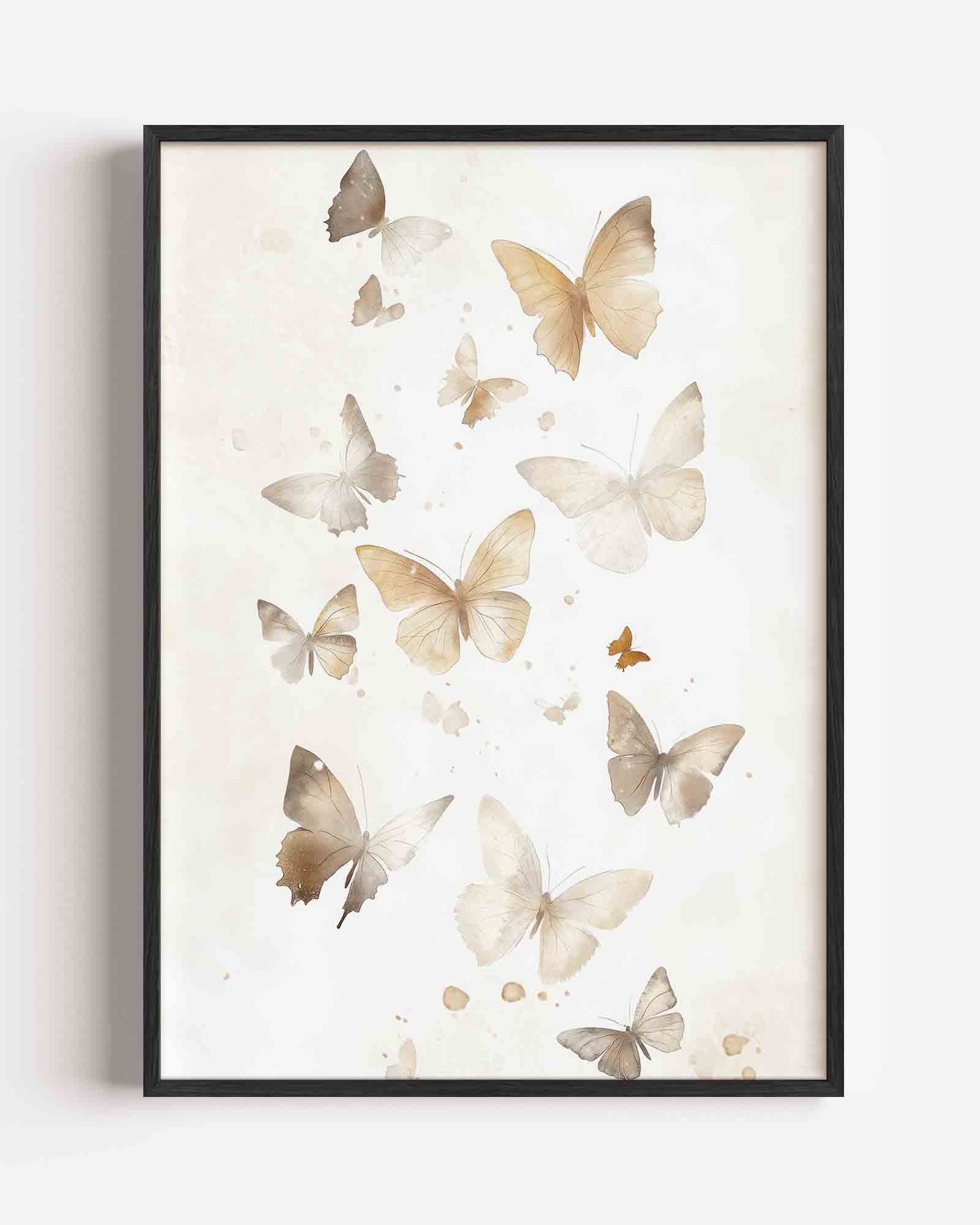 Vlinders in zachte tinten Poster