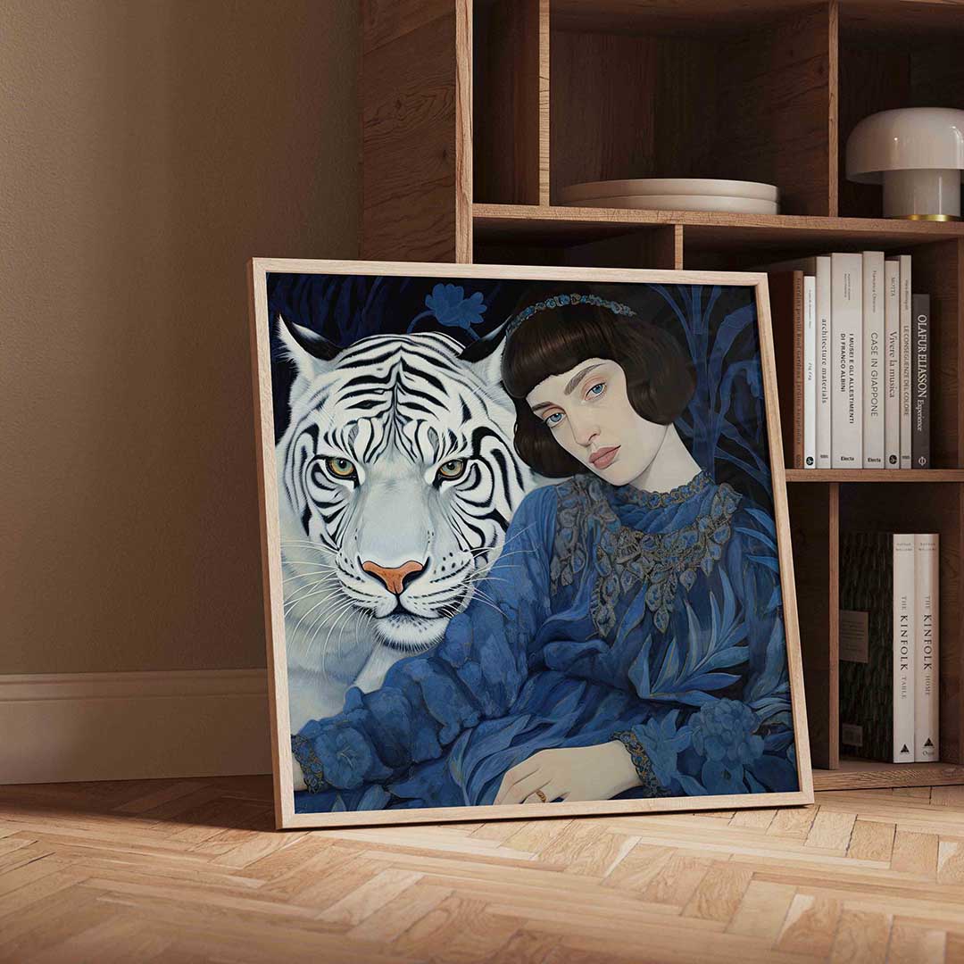 Vrouw met witte tijger Poster