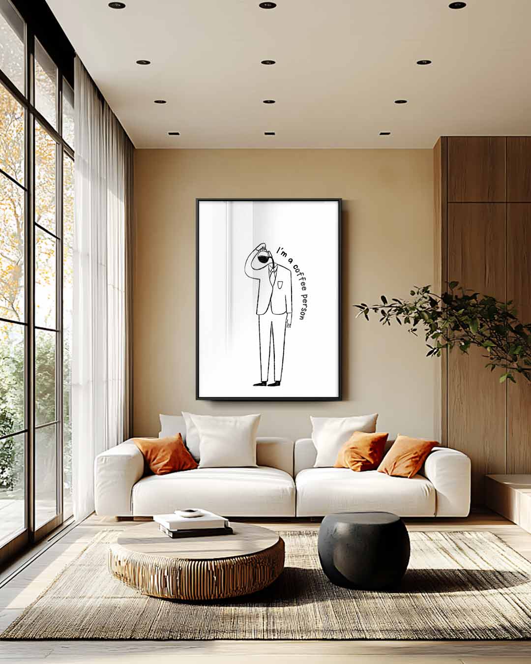 Stijlvolle koffieliefhebber illustratie Kunstwerk-canvas-dibond-plexiglas-wanddecoratie-WallArtistic