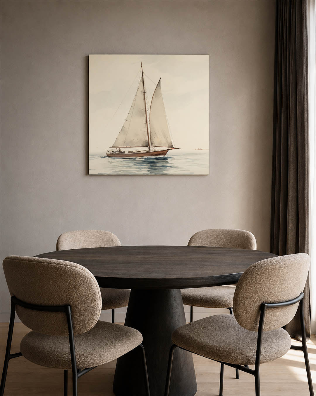 Zeilboot op zee Kunstwerk
