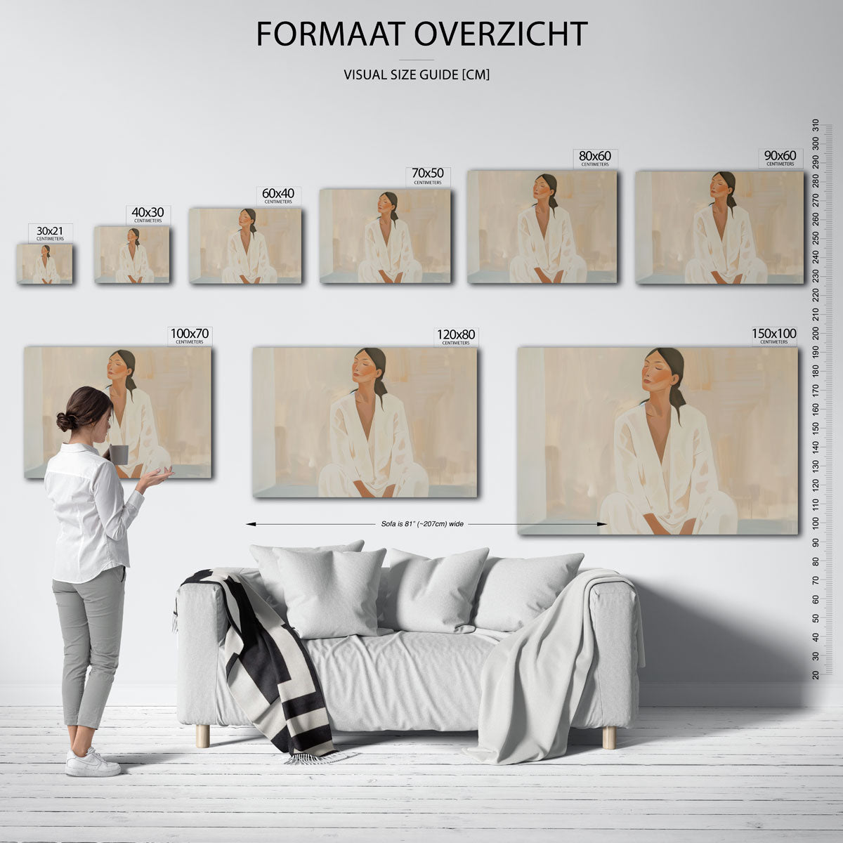 Vrouw in witte kleding Poster