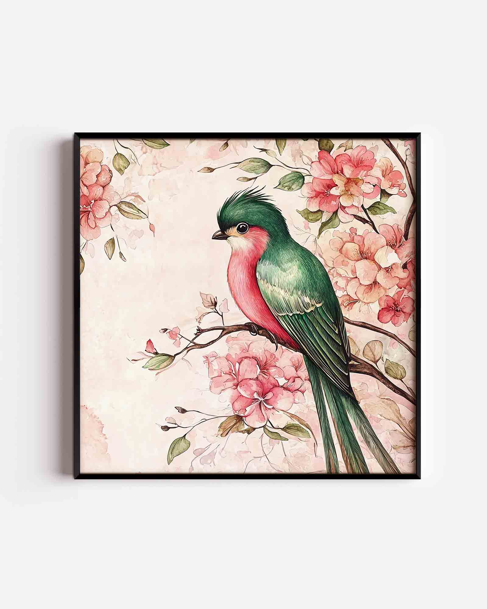 Vogel en bloemen Poster
