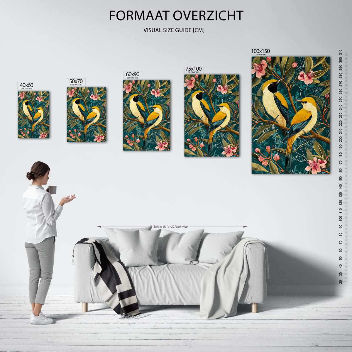 Vogels en bloemen Kunstwerk