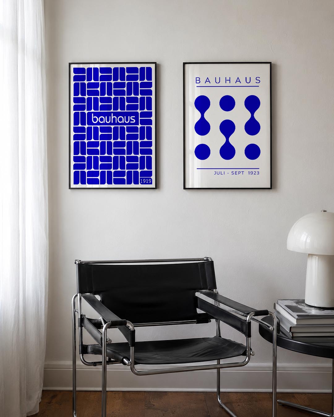 Blauw ritmisch patroon Posterset