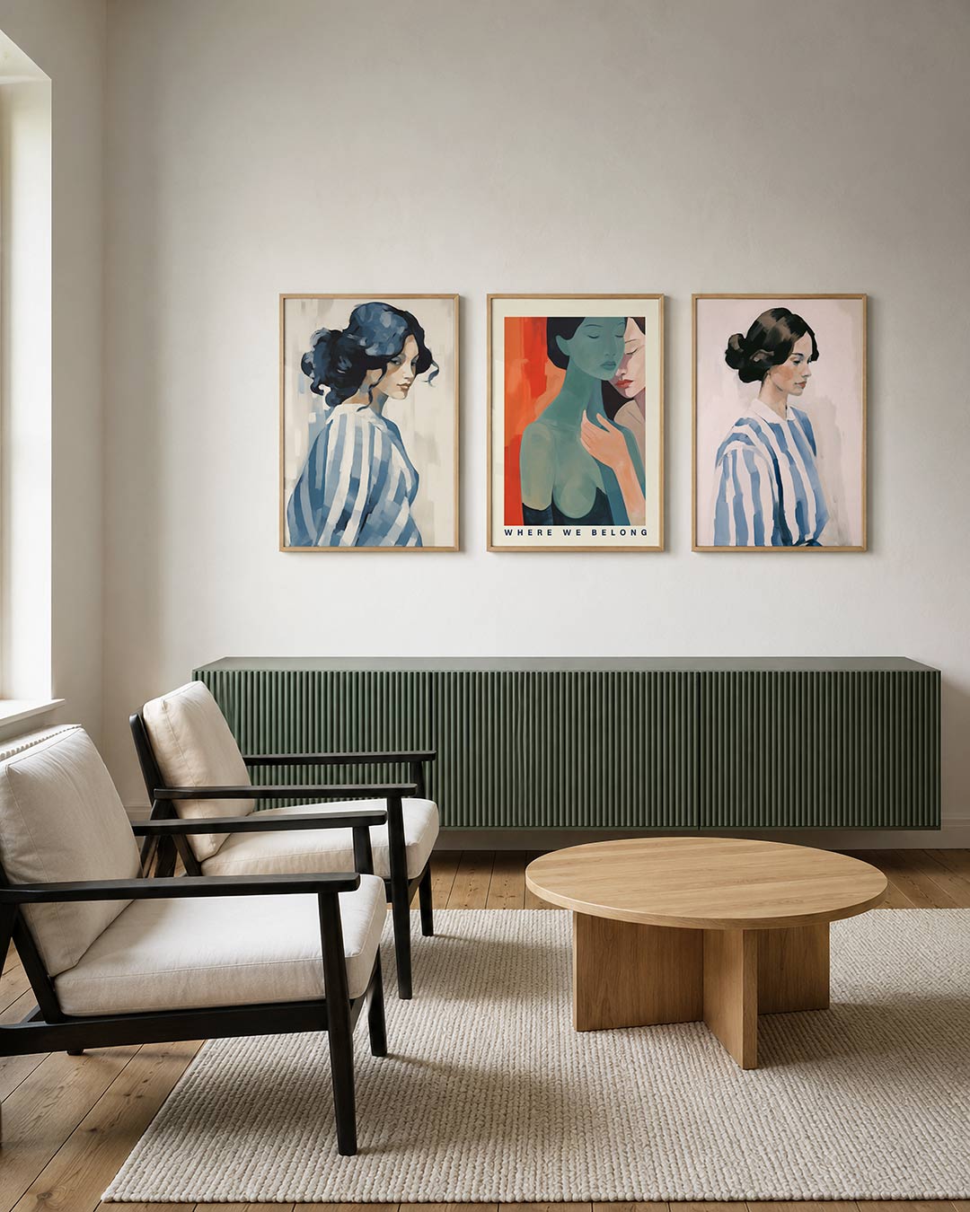 Blauwe strepen harmonie Posterset