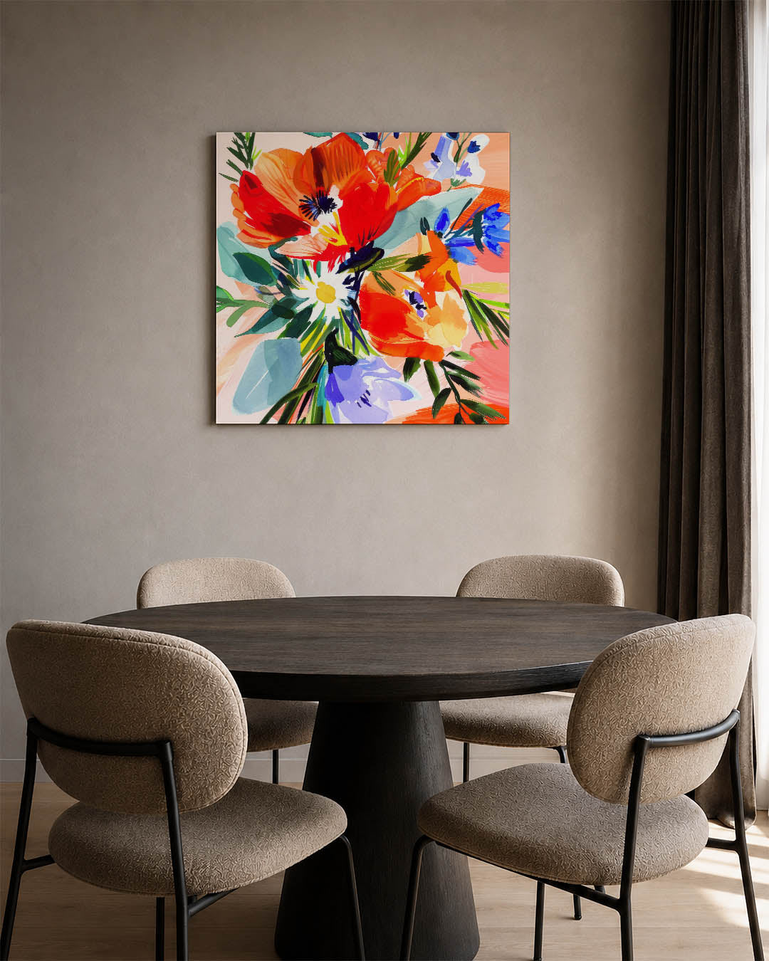Kleurrijke bloemencompositie Kunstwerk