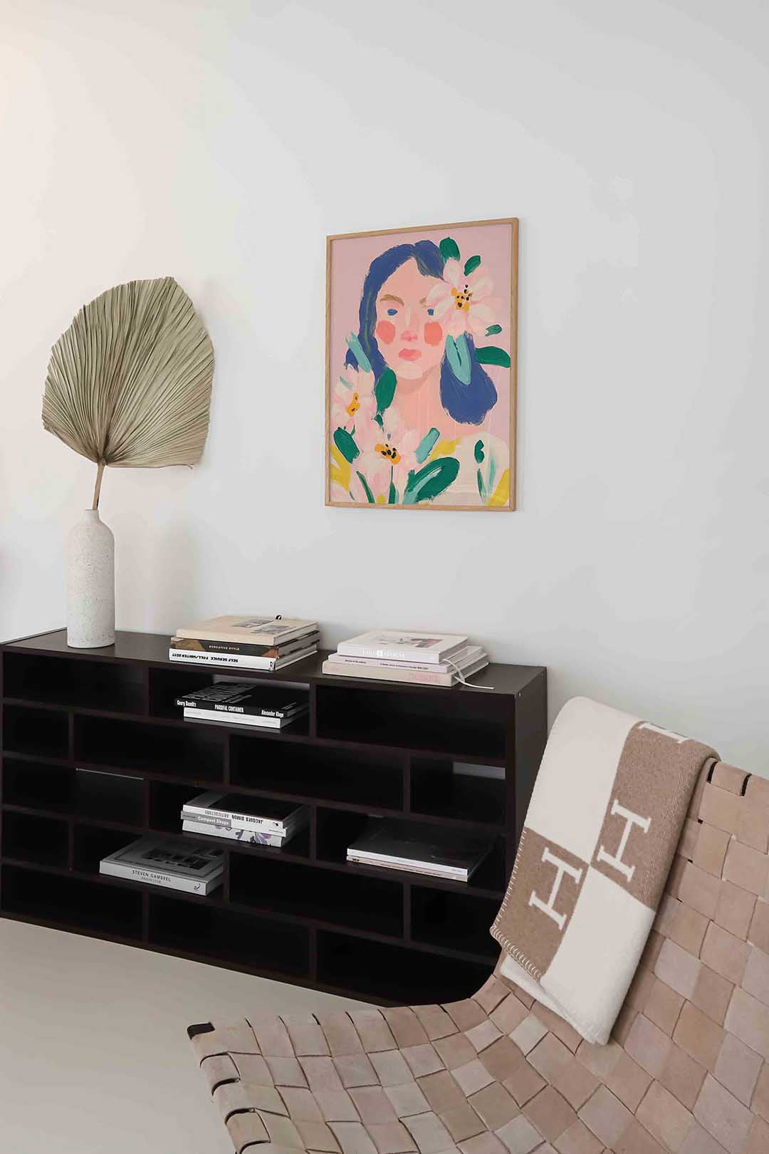 Bloemen en gezicht Poster