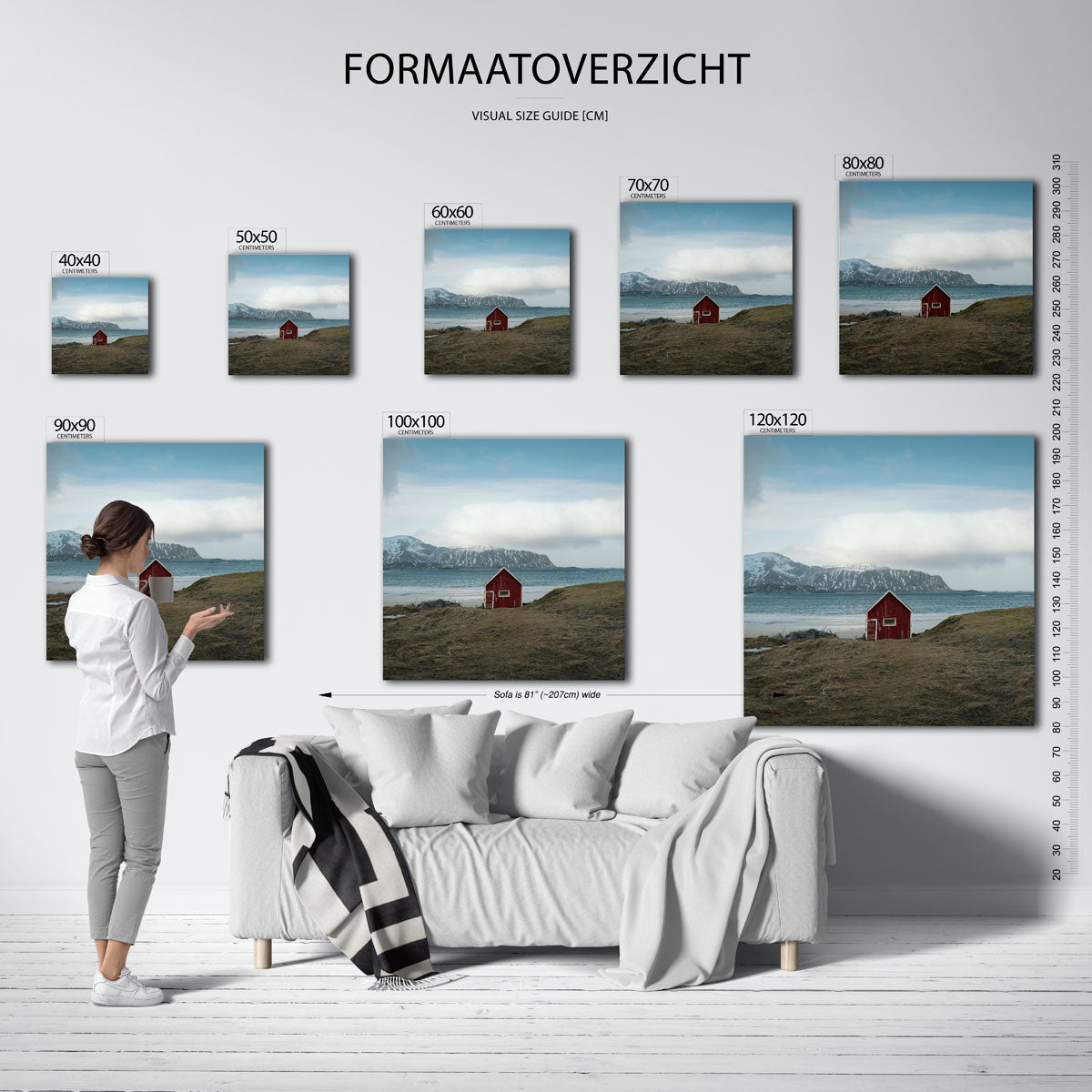 Rood huisje aan zee Poster