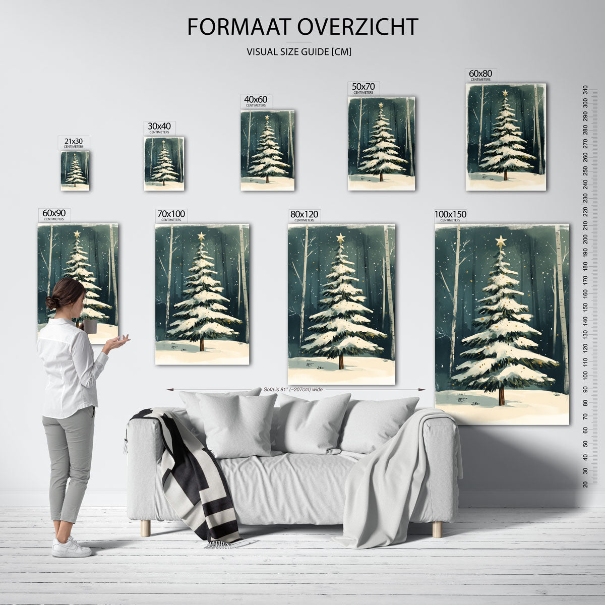 Kerstboom met sneeuw Poster