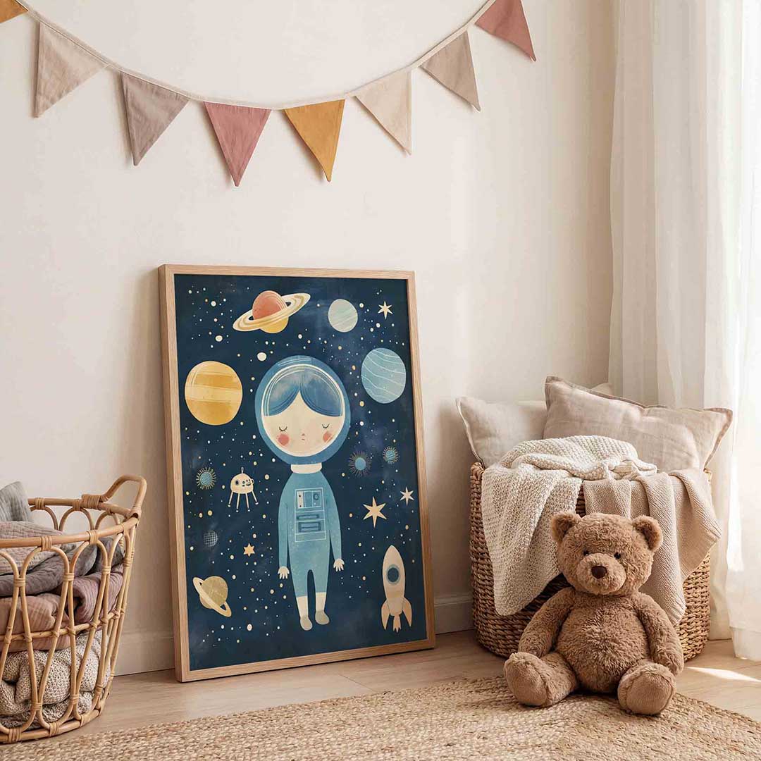 Astronaut en planeten Poster