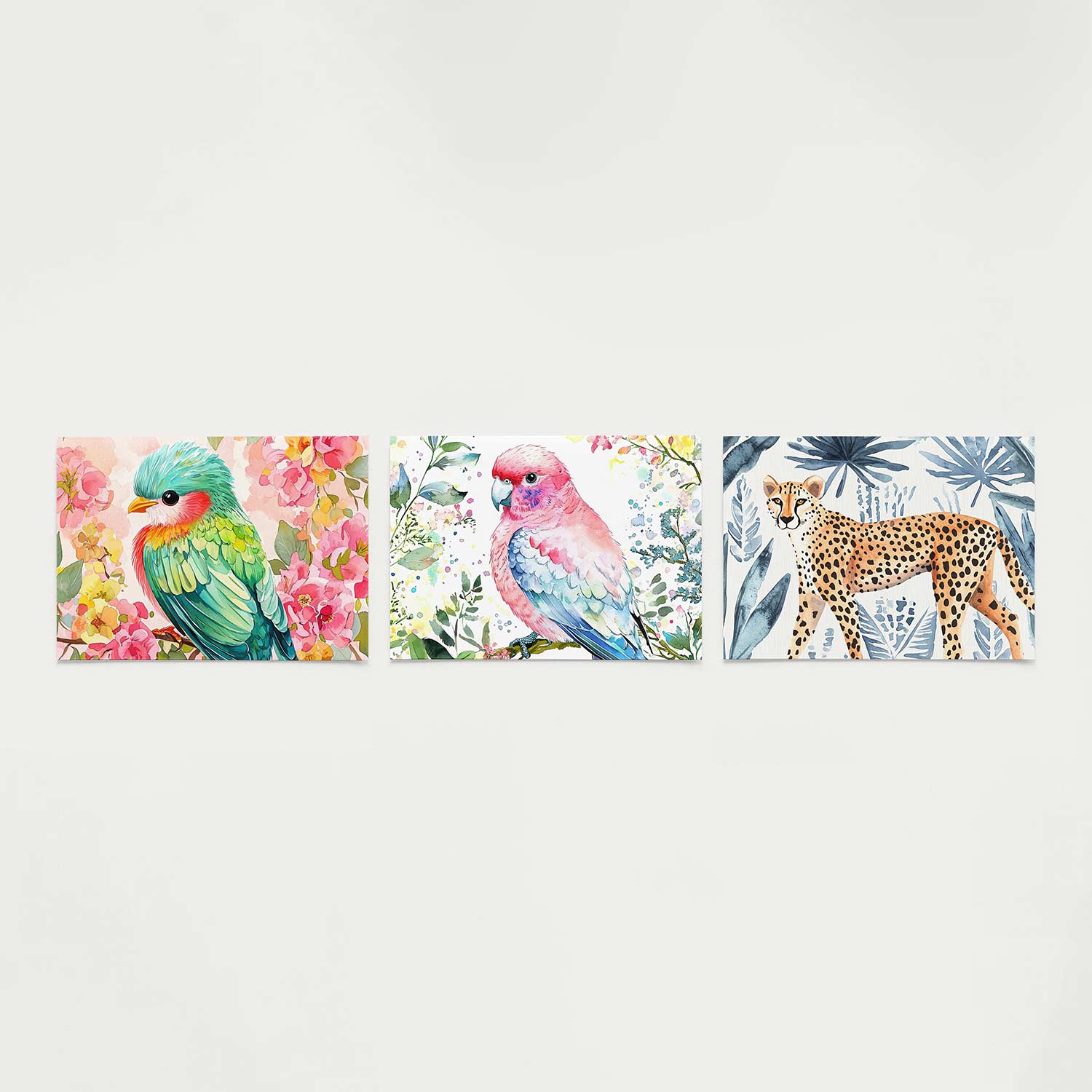 Vogel en bloemen Posterset