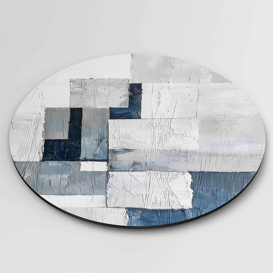 Abstracte blauwe en grijze Muurcirkel