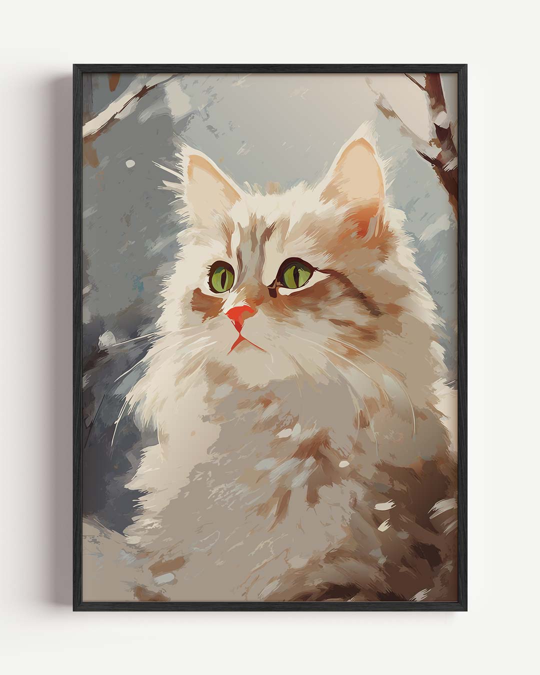 Winterse Kat Kunstposter-WallArtistic