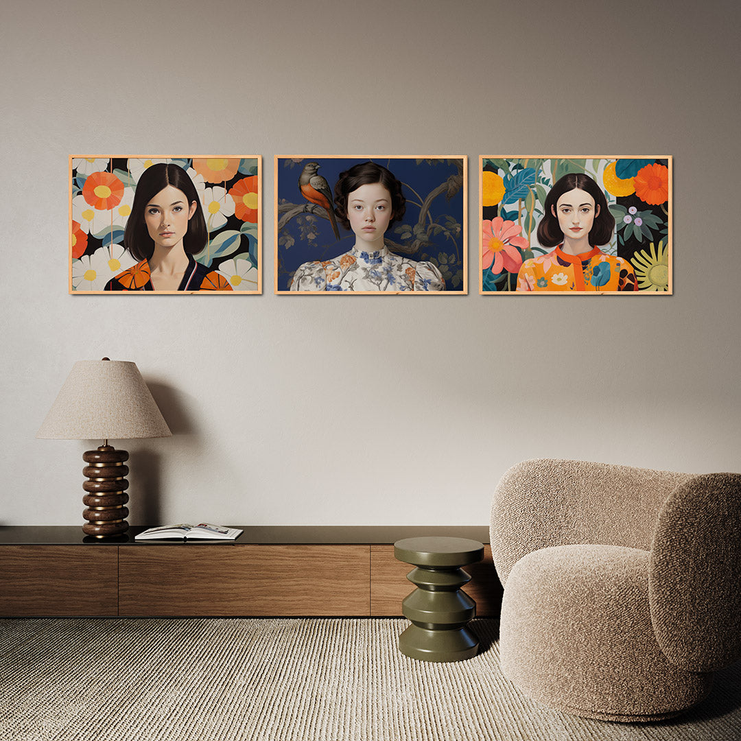 Bloemen en portret Posterset