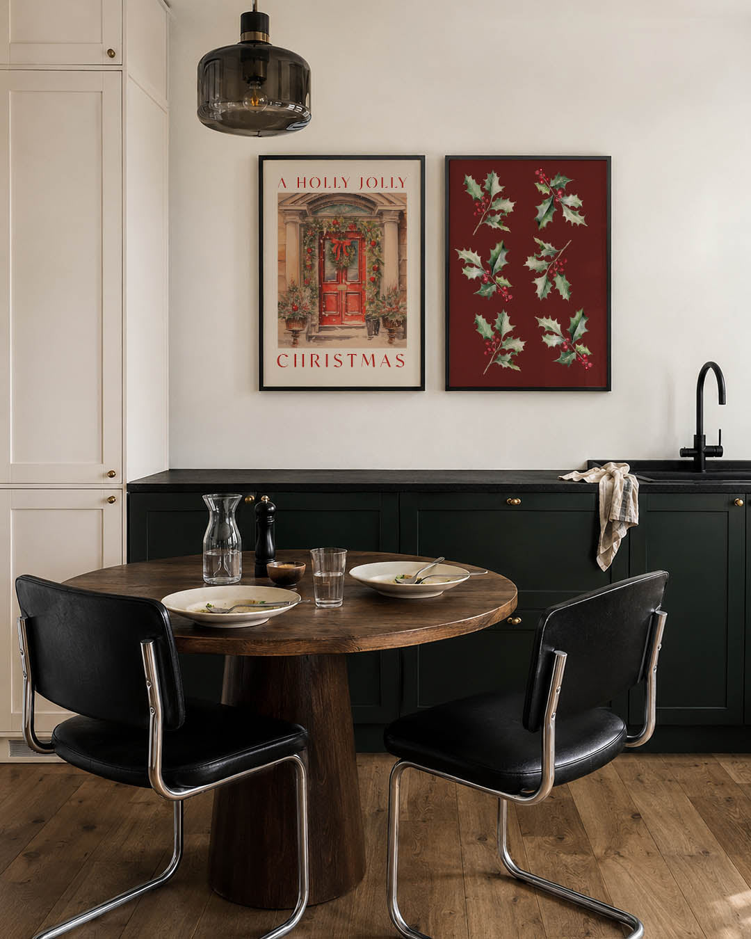 Kerstdeur en krans Posterset