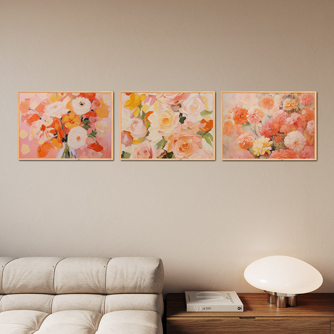 Bloemrijke kleurvlakken Posterset