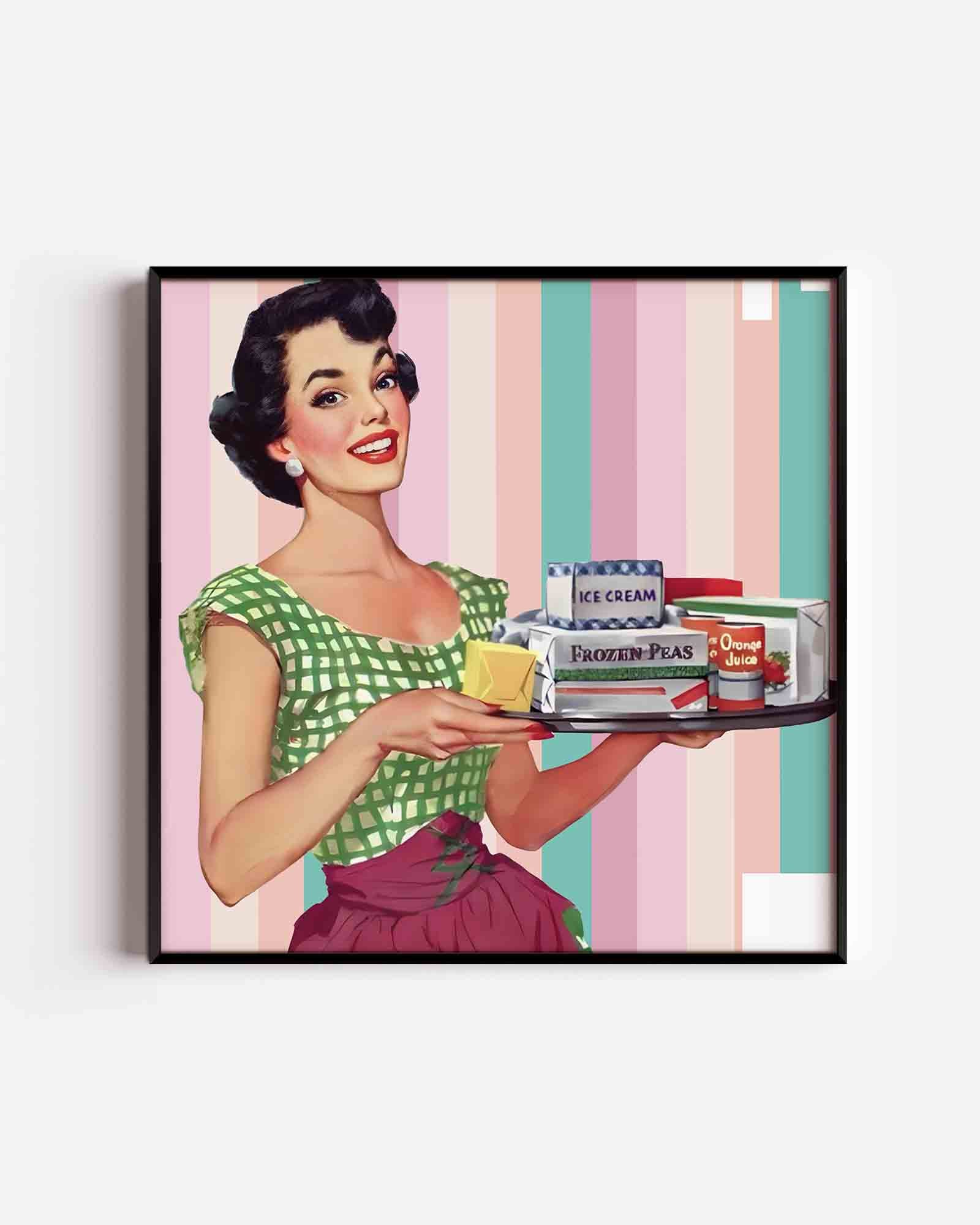 Vrouw met dienblad Poster