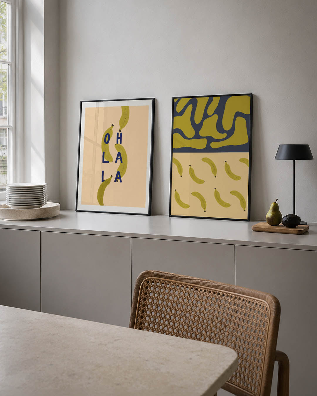 Speelse bananenletters Posterset