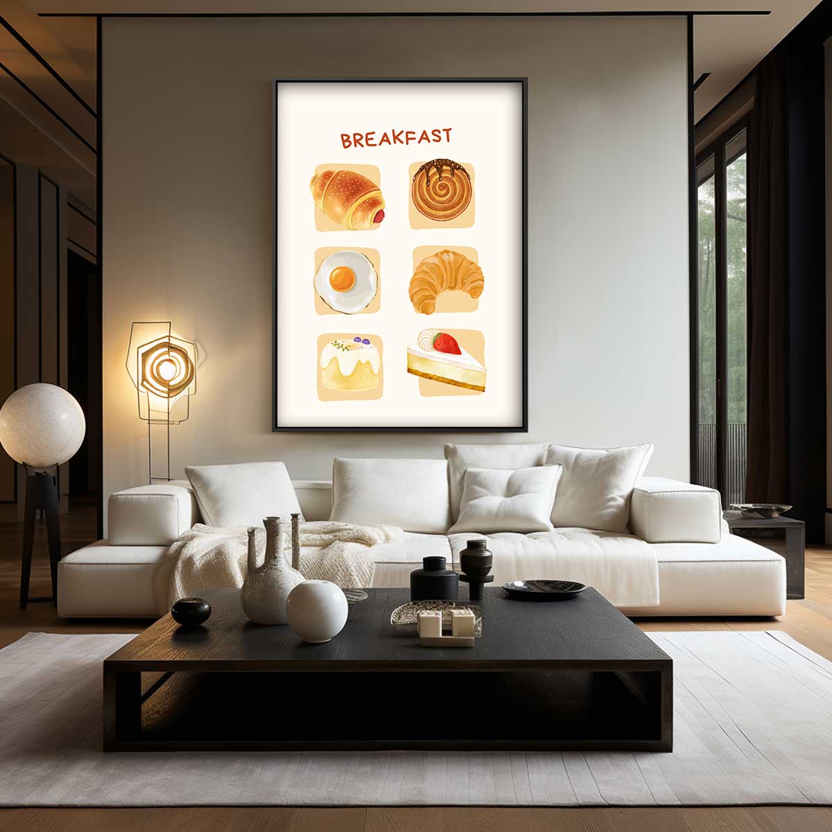 Ontbijt Illustratie Print Kunstwerk-canvas-dibond-plexiglas-wanddecoratie-WallArtistic