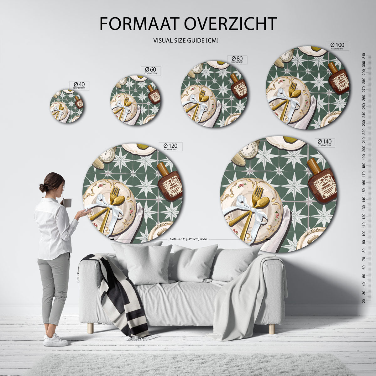 Gedekte tafel met klok Muurcirkel