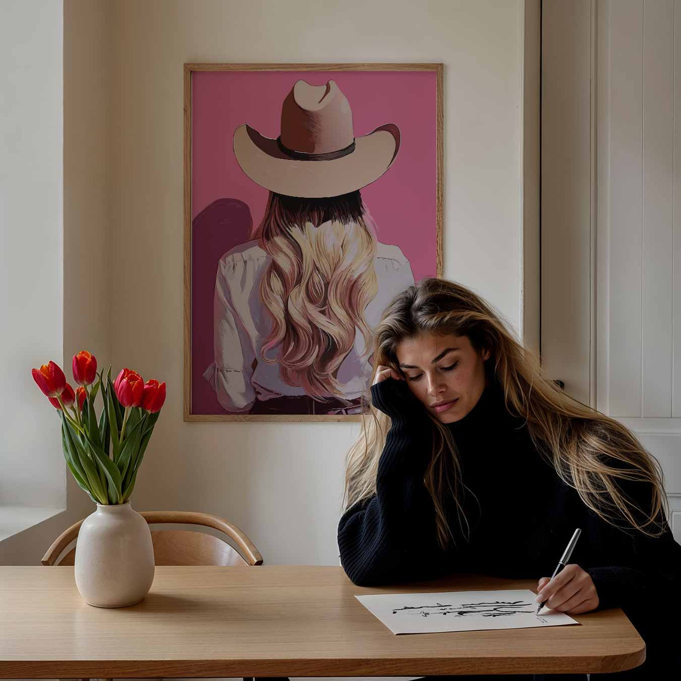 Stijlvolle Cowgirl Poster-WallArtistic