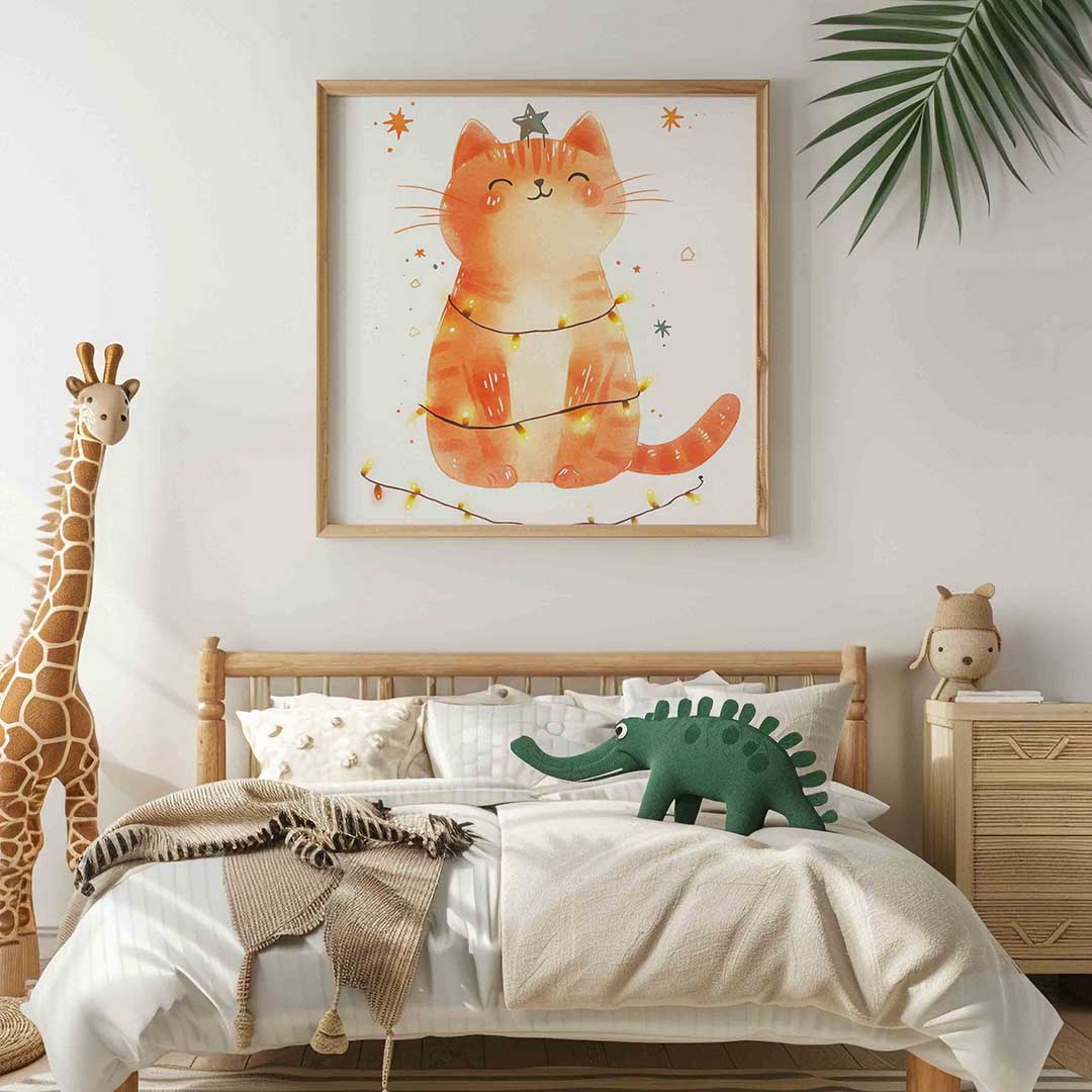 Kattenposter met lichtjes Poster