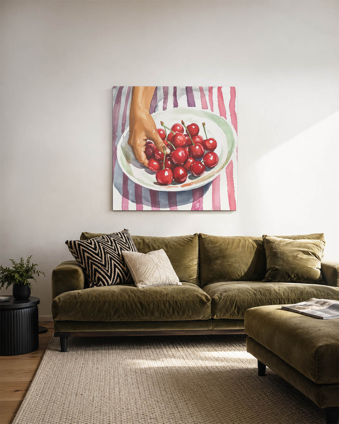 Kersen in schaal Kunstwerk