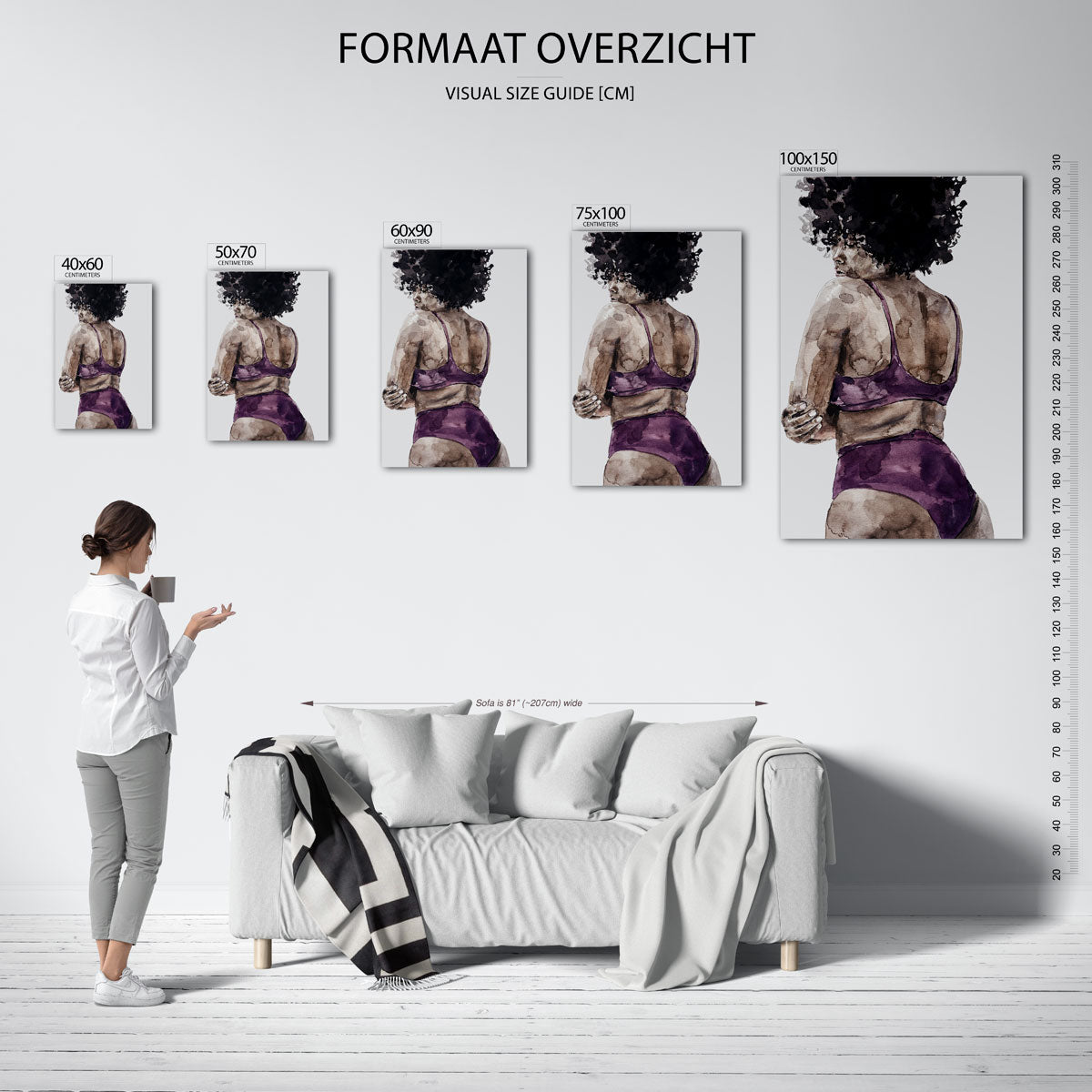 Vrouwelijke silhouet studie Kunstwerk