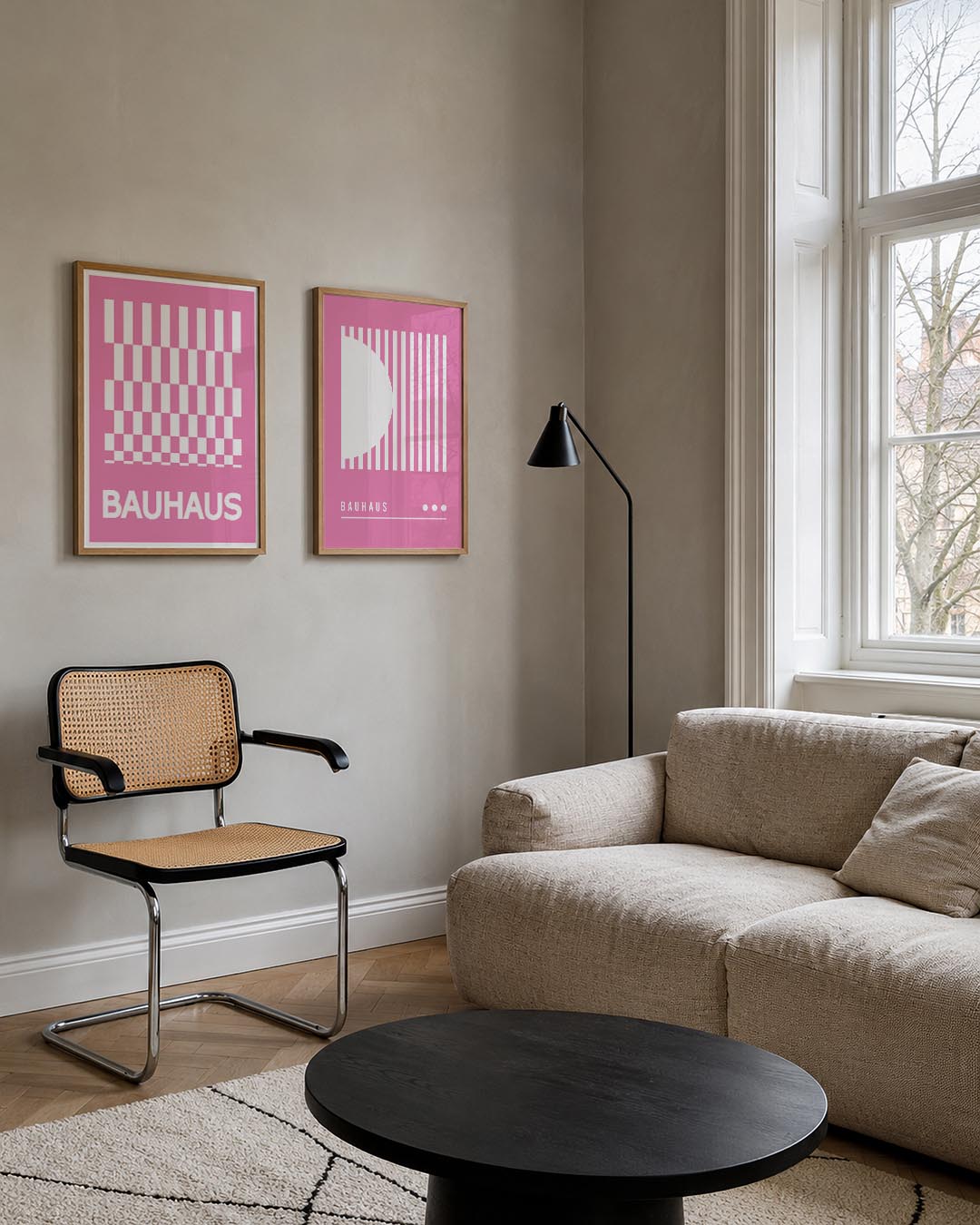 Roze ruitpatroon Posterset
