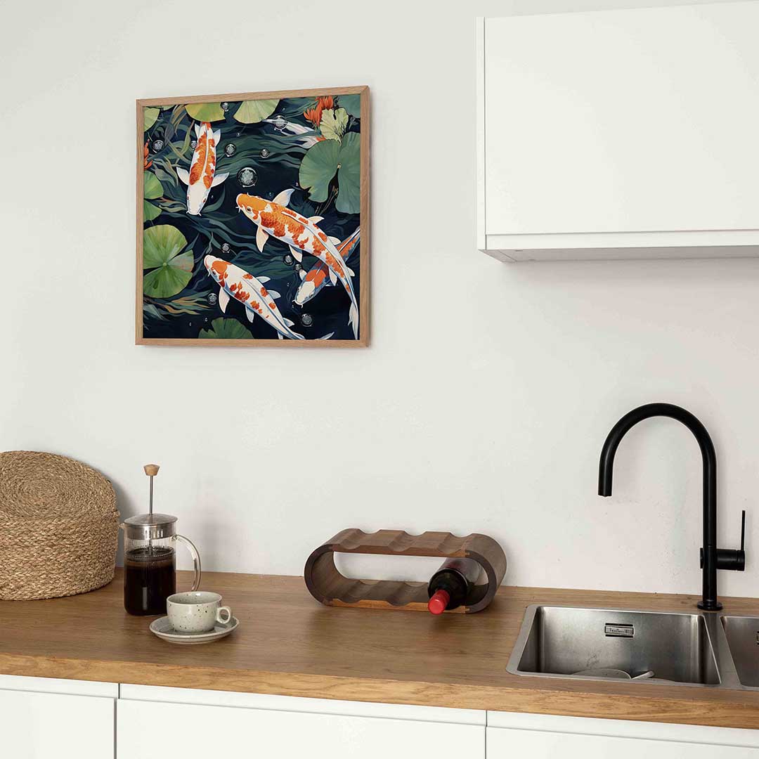 Koi vissen en waterlelies Poster