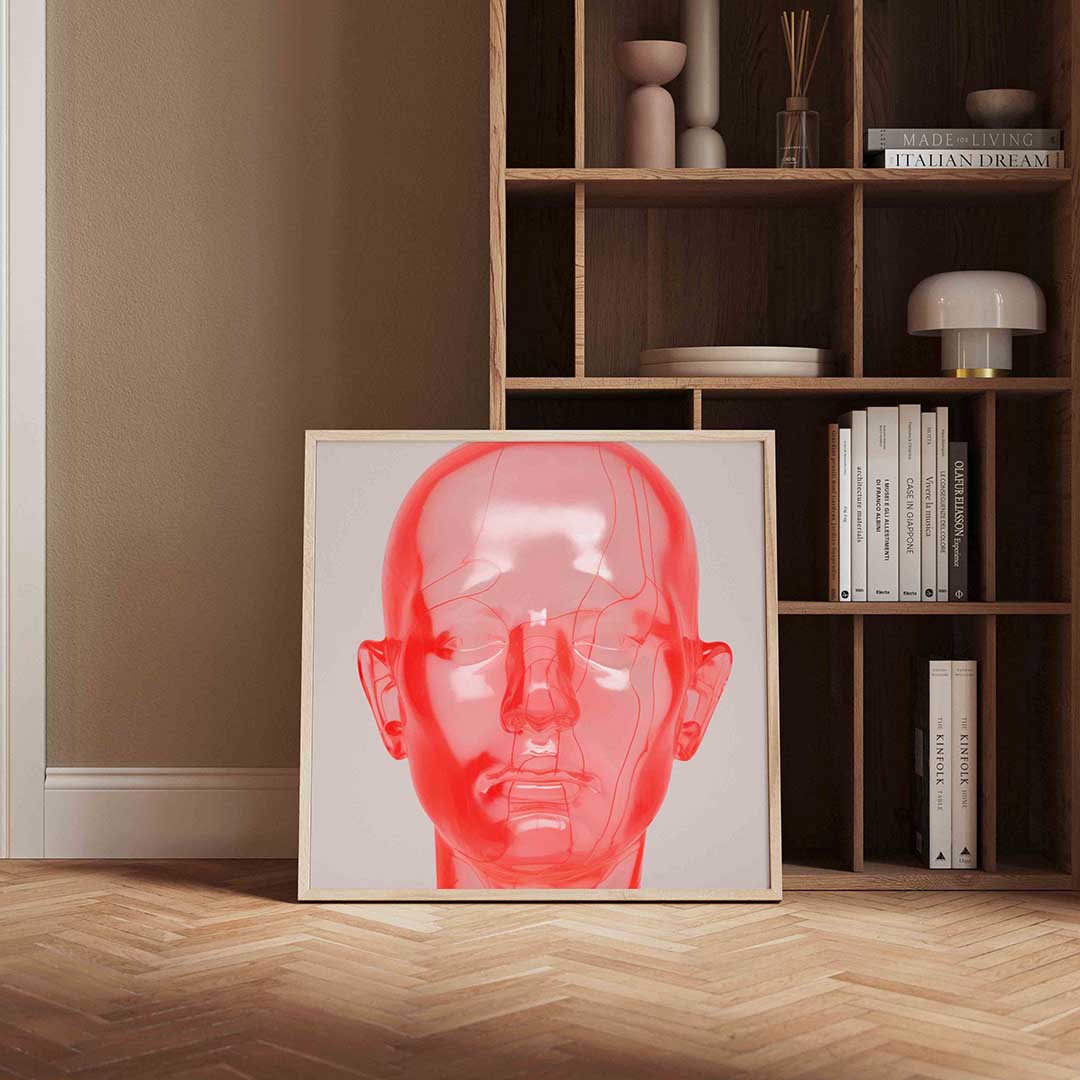 Transparant rood hoofd Poster