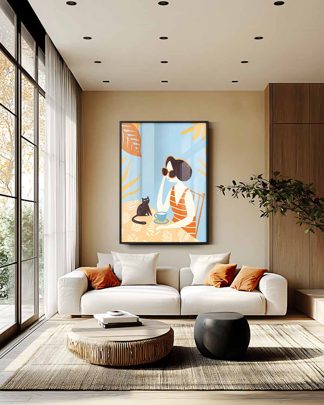 Zonnige Dag met Kat Kunstwerk-canvas-dibond-plexiglas-wanddecoratie-WallArtistic