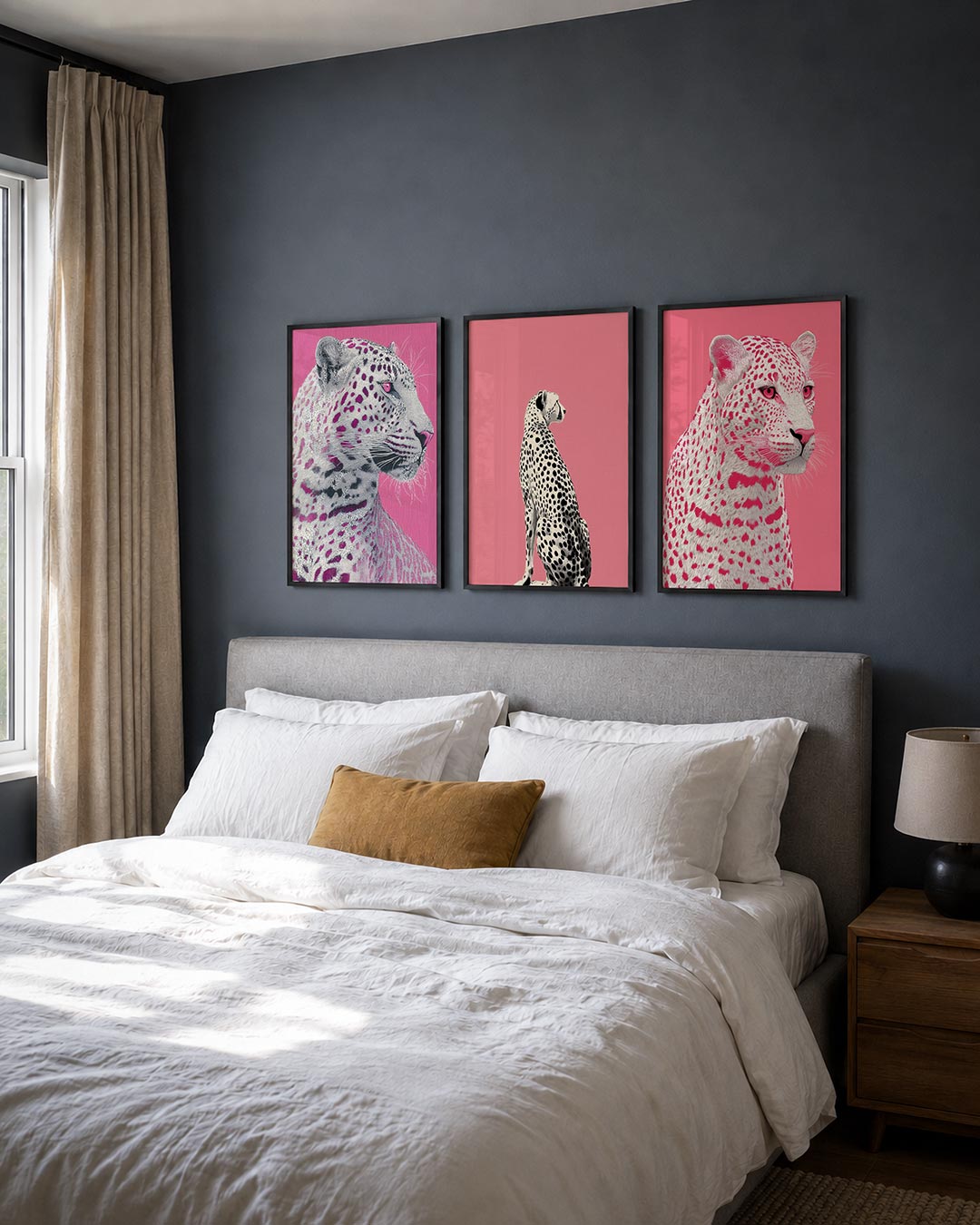 Roze luipaard portret Posterset