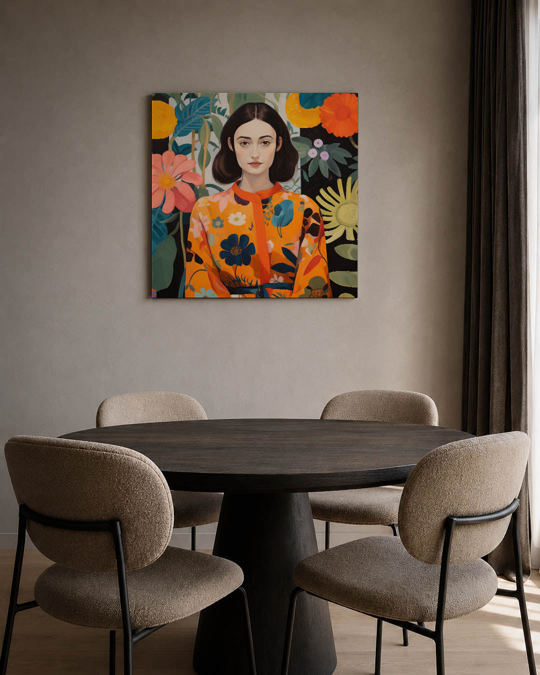 Vrouw met bloemen Kunstwerk