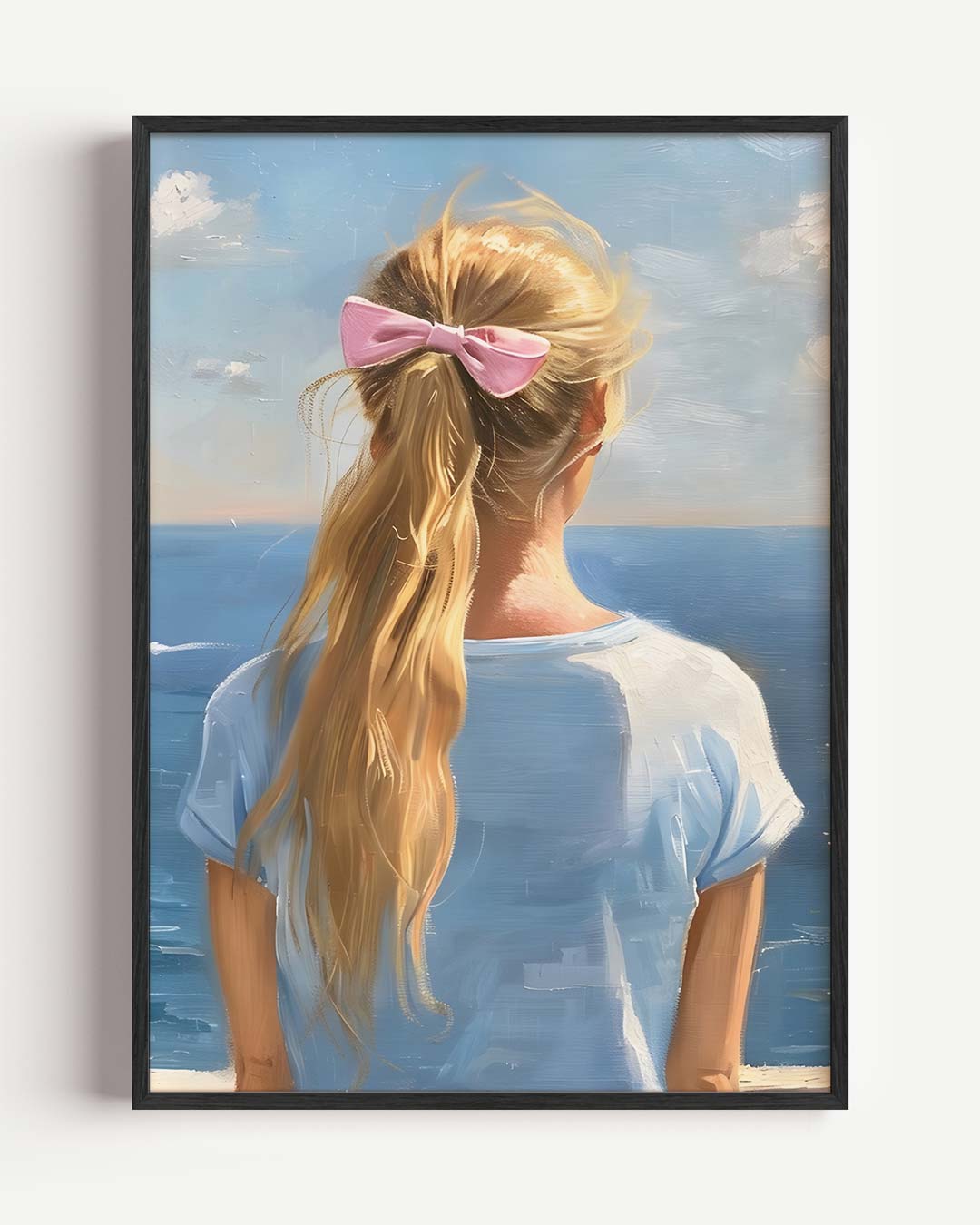 Zeezicht met Roze Strik Poster-WallArtistic