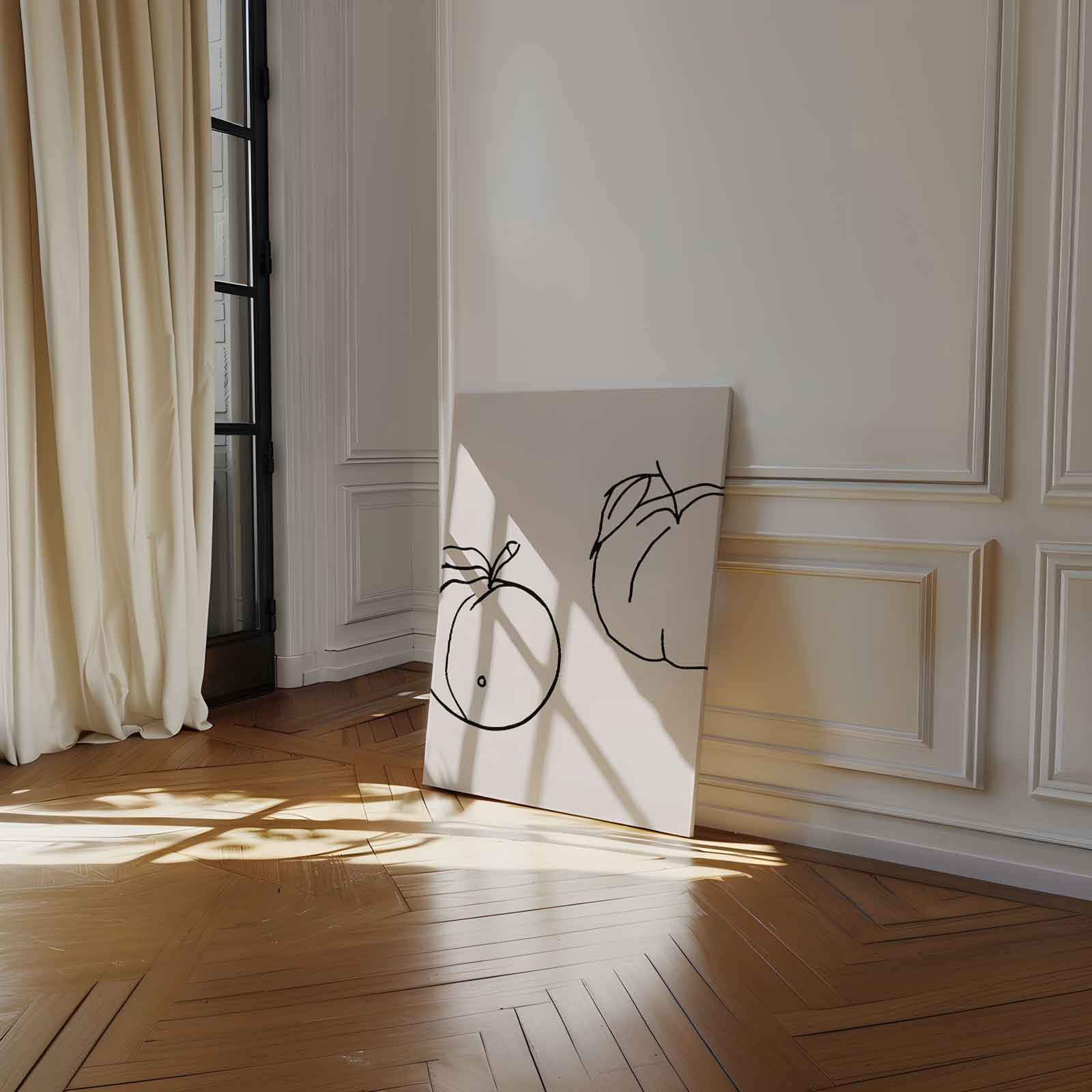 Zachte Vruchten Lijntekening Kunstwerk-canvas-dibond-plexiglas-wanddecoratie-WallArtistic