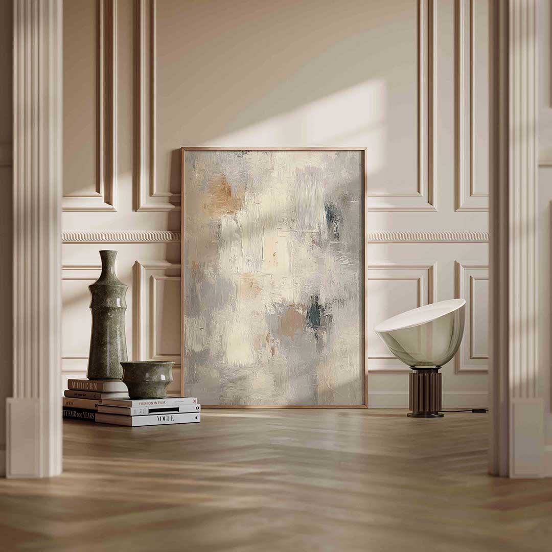 Abstracte beige en grijze Poster