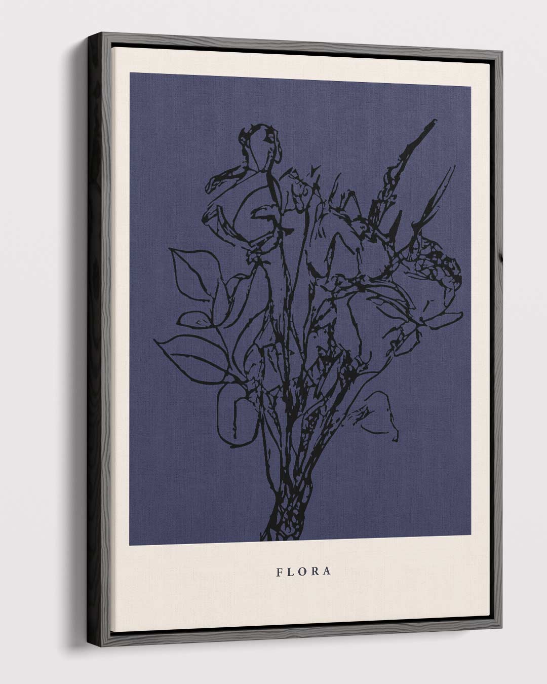 Flora in Donkerblauw Kunstwerk-canvas-dibond-plexiglas-wanddecoratie-WallArtistic