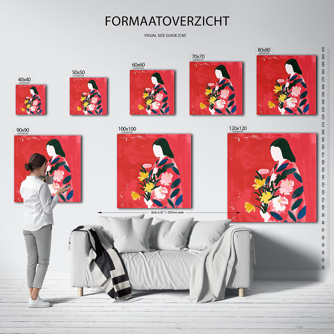 Vrouw met bloemen Kunstwerk