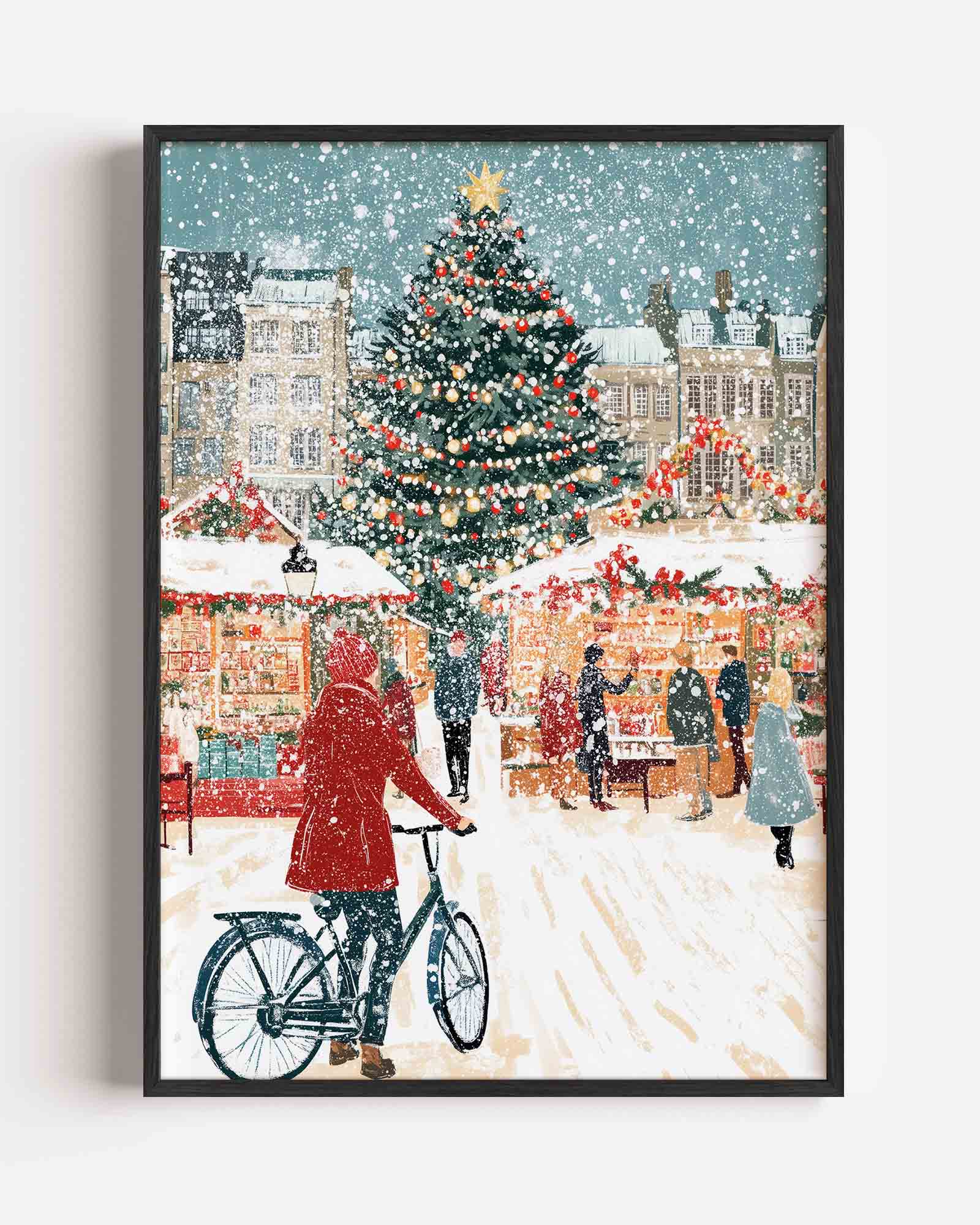 Kerstmarkt met sneeuw Poster
