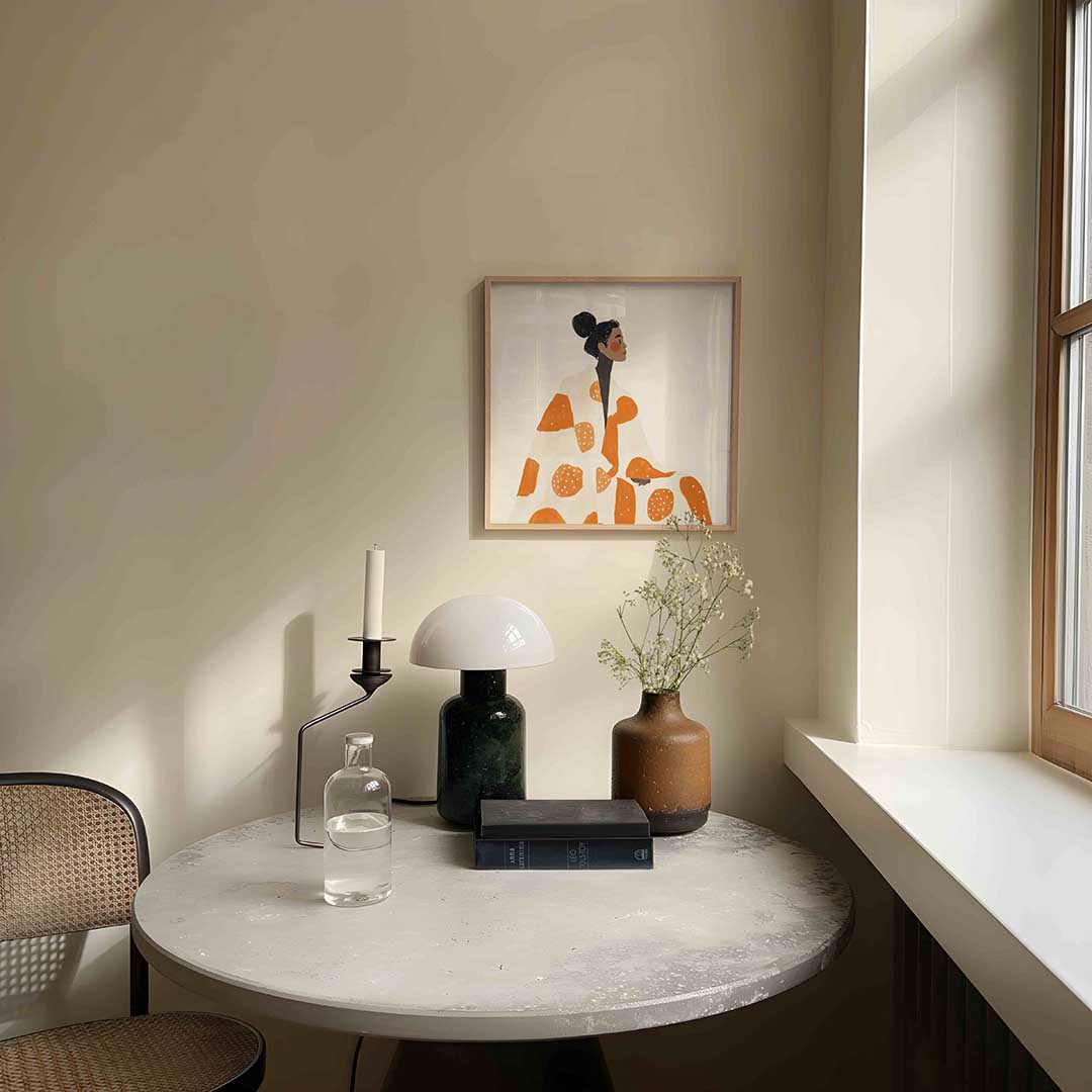 Vrouw met oranje patroon Poster