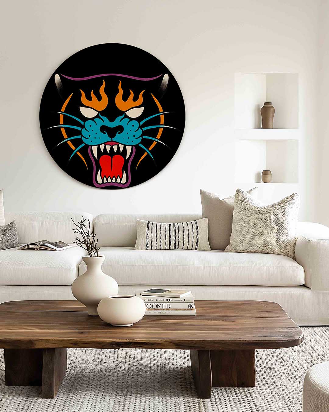 Panter met vurige details Muurcirkel
