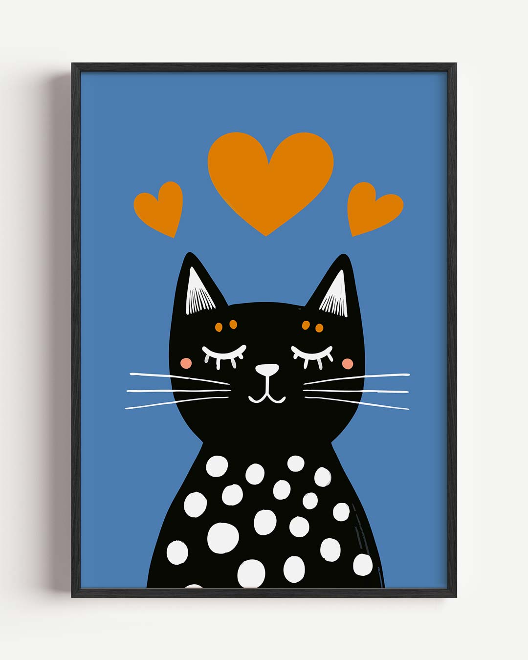 Slaapende Kat met Hartjes Poster-WallArtistic